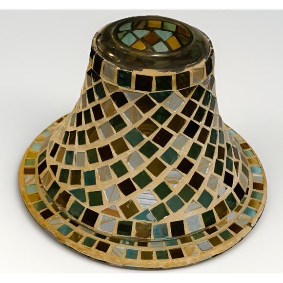 Yankee Candle Large Candle Shade and Underplate Mosaic Pattern # 4 Browns Greens - Picture 1 of 7